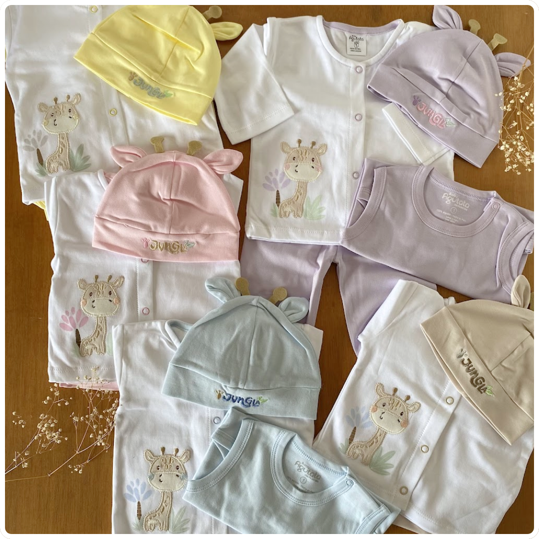 Conjunto Primer día Jirafa 4 Piezas – Algodón Pima Peruano